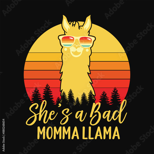 Funny Shirt She's a Bad Momma Llama