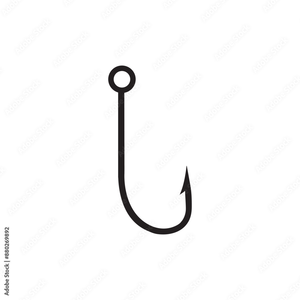 Fishing hook. Simple icon. Black on white background Fishing hook. Simple icon. Black on white background