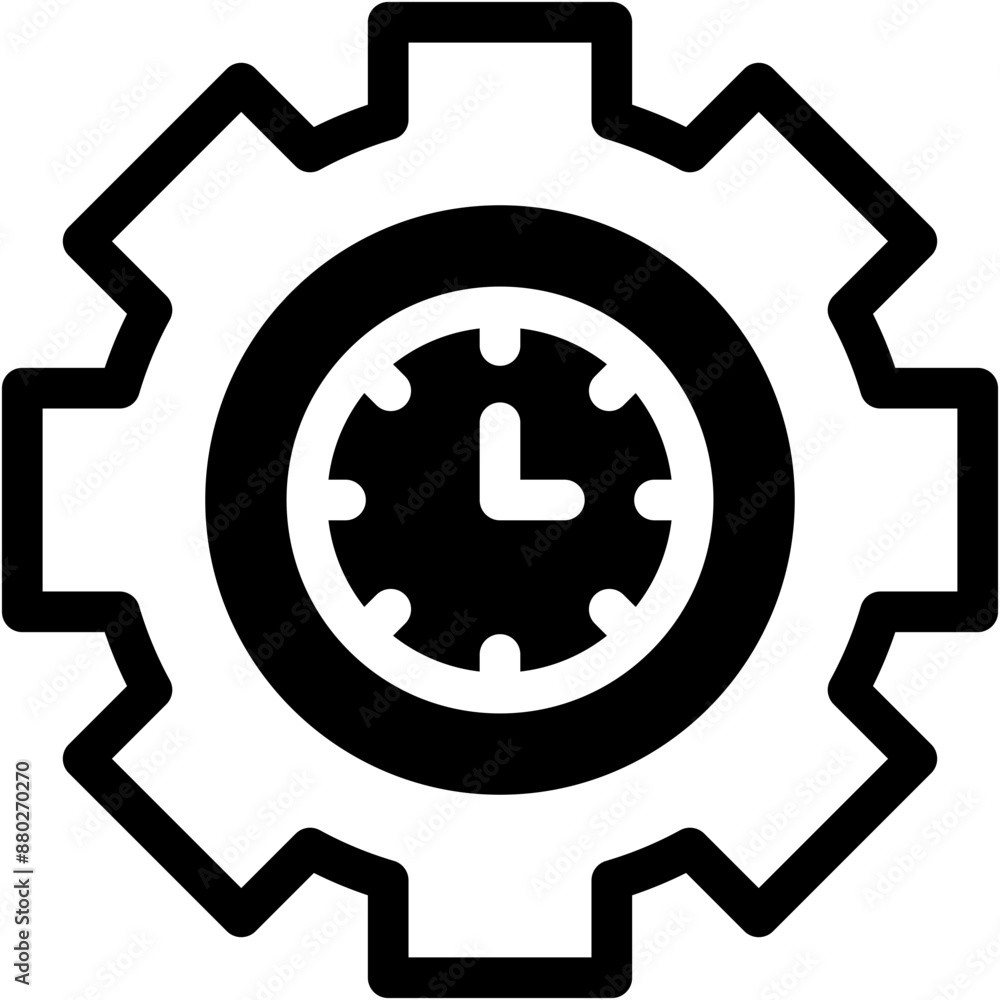 Vector Icon clock, gear, management, process, time Vector Icon clock, gear, management, process, time