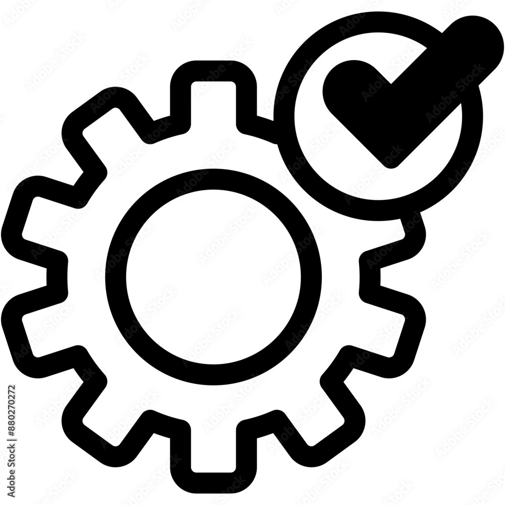 Vector Icon cogwheel, cog, gear, tick, setting Vector Icon cogwheel, cog, gear, tick, setting