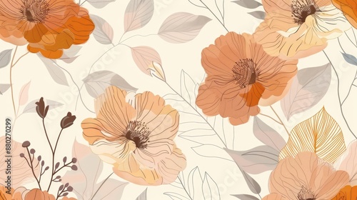 Wallpaper Mural Elegant floral pattern in pastel colors, suitable for creative industries. Torontodigital.ca