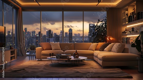 living room with a window