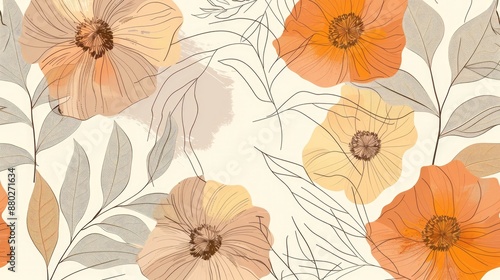 Wallpaper Mural Elegant floral pattern in pastel colors, suitable for creative industries. Torontodigital.ca