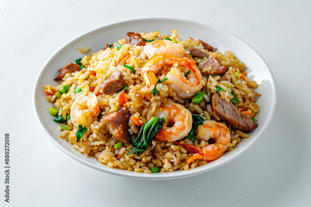 a bowl of rice with shrimp and vegetables a bowl of rice with shrimp and vegetables
