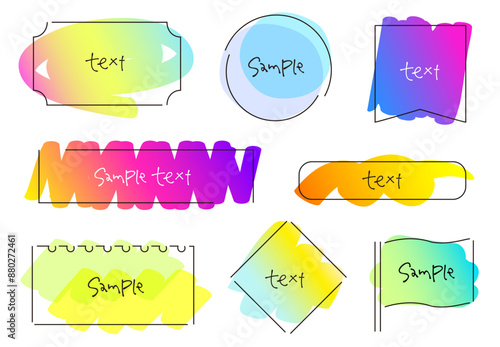 蛍光ペンで塗ったようなおしゃれな線画フレーム　RGB　明るいグラデーション