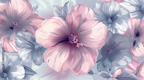 Elegant floral pattern in pastel colors, suitable for creative industries.