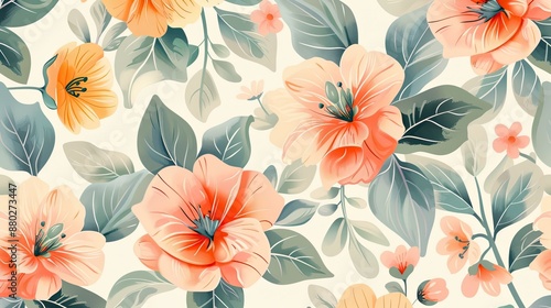 Wallpaper Mural Elegant floral pattern in pastel colors, suitable for creative industries. Torontodigital.ca