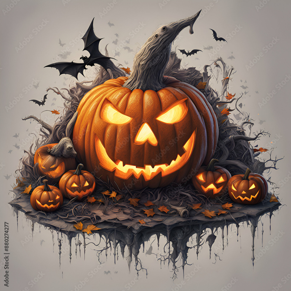 halloween background with pumpkin and bats halloween background with pumpkin and bats