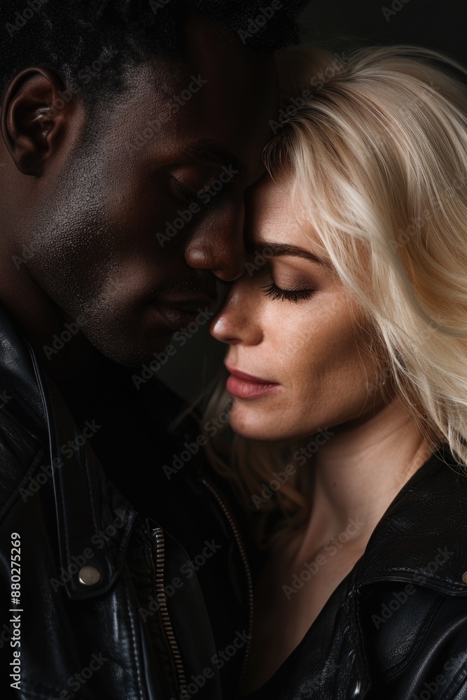 A man and a woman standing closely together A man and a woman standing closely together
