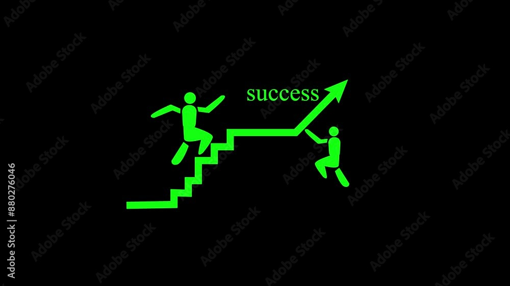 Graph icon in white color. Animated businessman who sets a goal and aims to increase sales. Concept of business and success. Graph icon in white color. Animated businessman who sets a goal and aims to increase sales. Concept of business and success.