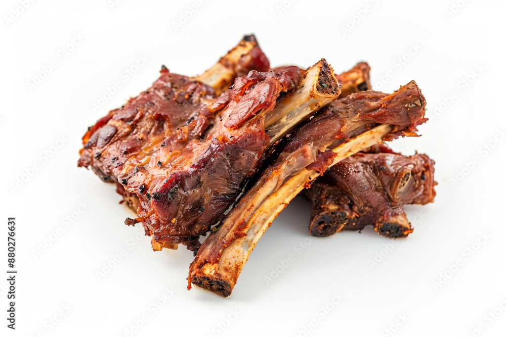 a pile of ribs on a white surface a pile of ribs on a white surface