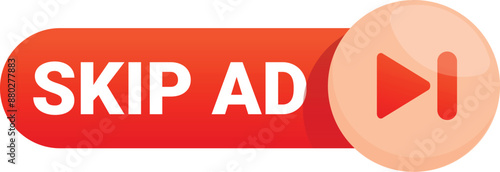 Red skip ad button increasing user experience by avoiding annoying advertising content