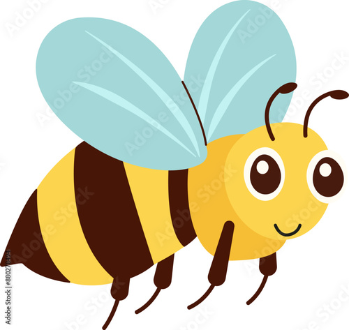 Cute cartoon bee childish vector illustration in flat style. Funny bees.Insect.For poster, greeting card and children's design.