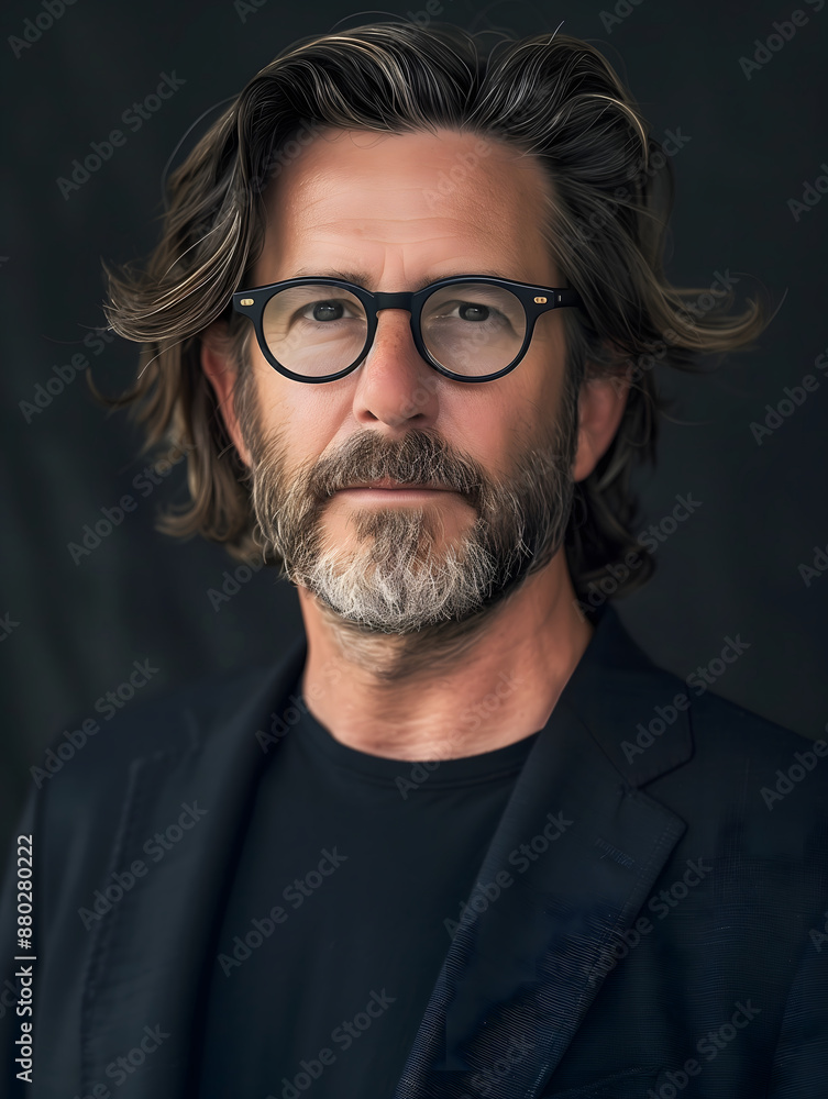 Retrato de hombre mayor con gafas y barba Retrato de hombre mayor con gafas y barba