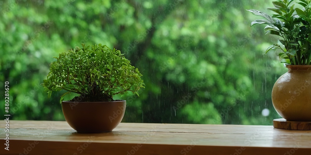 Potted plants on window. Houseplants in pots on windowsill. Home decor concept Potted plants on window. Houseplants in pots on windowsill. Home decor concept