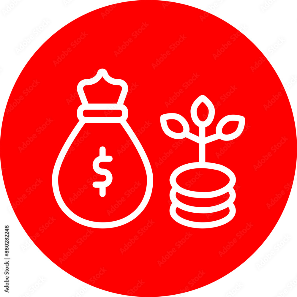 Wealth Vector Line White Circle Red