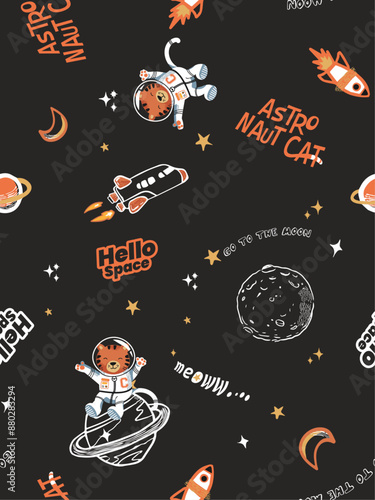 astronaut cat pattern