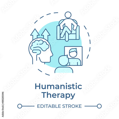 Humanistic therapy soft blue concept icon. Self actualization, personal development. Round shape line illustration. Abstract idea. Graphic design. Easy to use in infographic, presentation