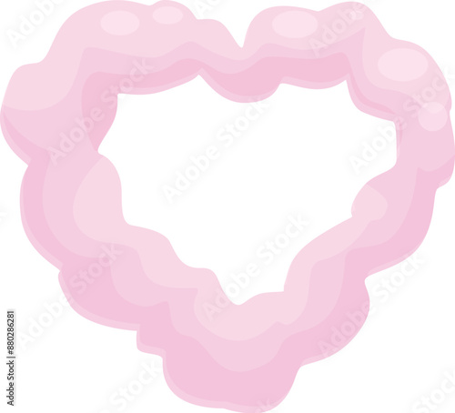 Pink chewing gum forming heart shape on white background