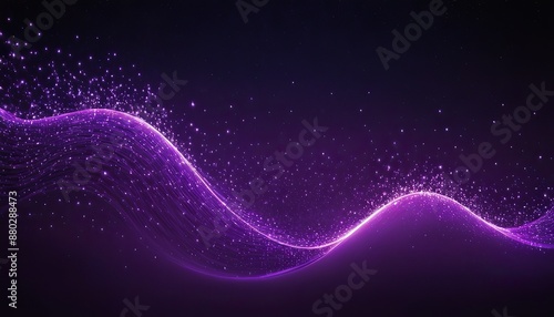 purple particles wave and light abstract background. dots stars to cover element for design backdrops,