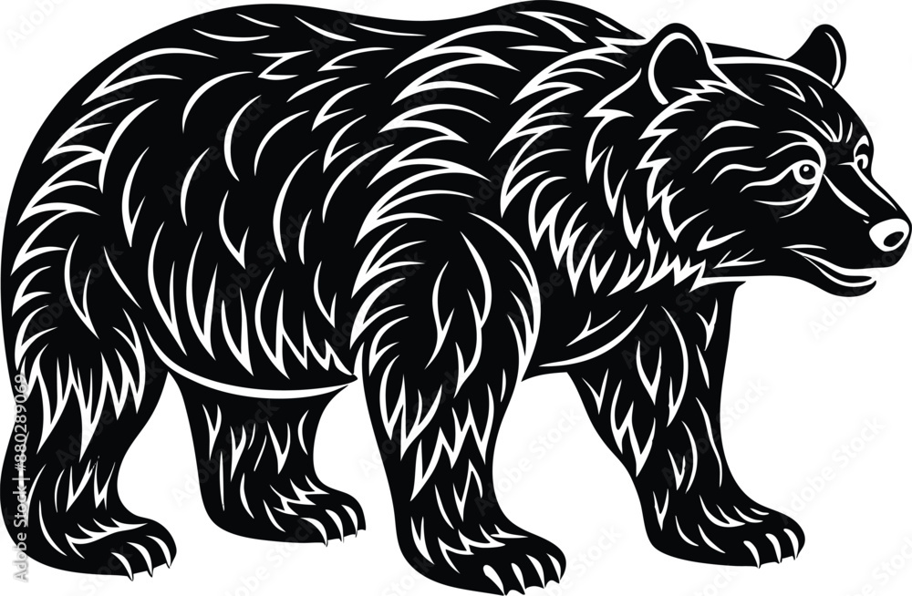 Obraz premium Bear silhouette, polar bear silhouette flat vector