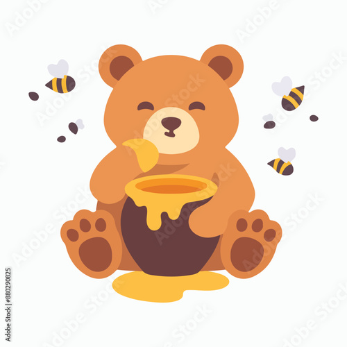 Bear with honey for sweetness vector icon