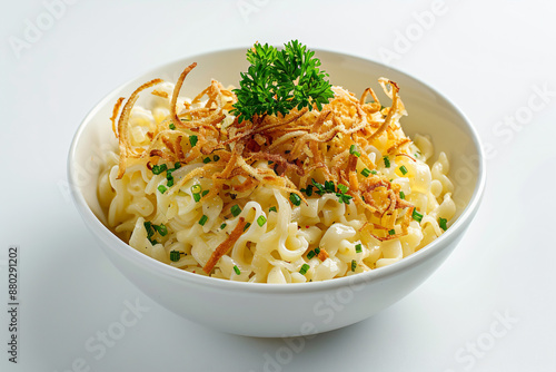 a bowl of pasta with parsley and parsley photo