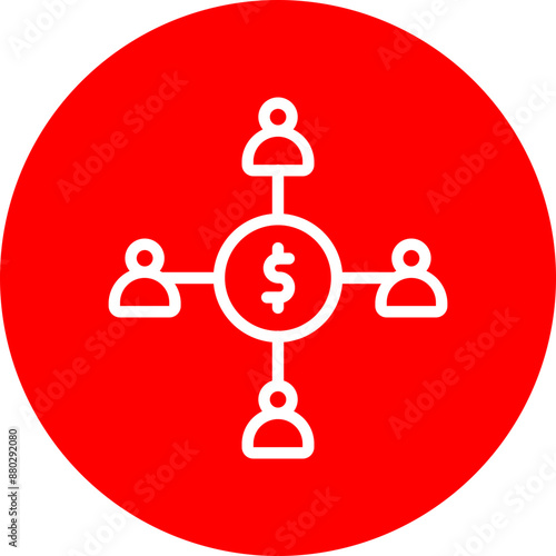Crowdfunding Vector Line White Circle Red
