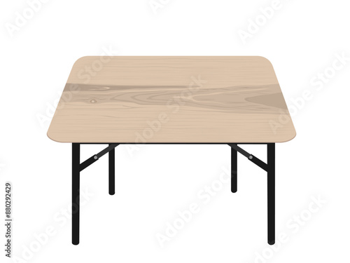 Plywood table on white background.