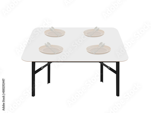 Plywood table on white background.