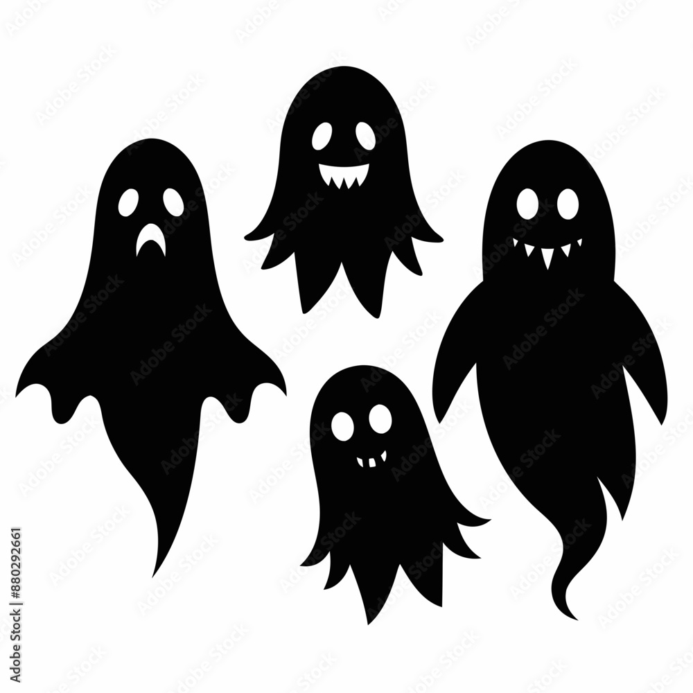 Halloween Cute Ghost silhouette set Halloween Cute Ghost silhouette set