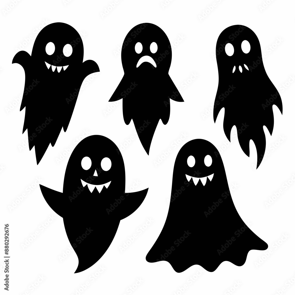 Halloween Cute Ghost silhouette set Halloween Cute Ghost silhouette set