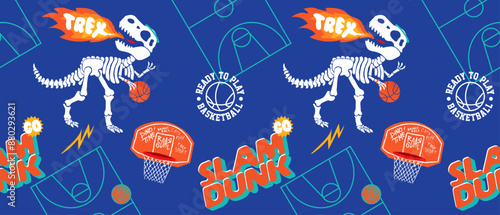 t-rex pattern basketball for boy print t-shirt