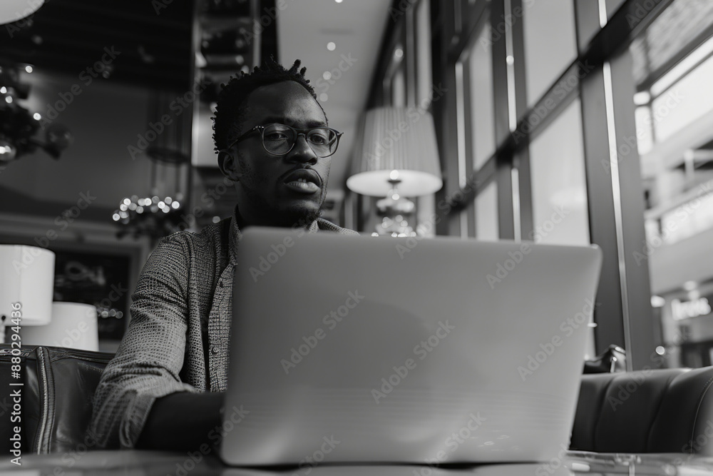 A person working on their laptop in a quiet setting A person working on their laptop in a quiet setting