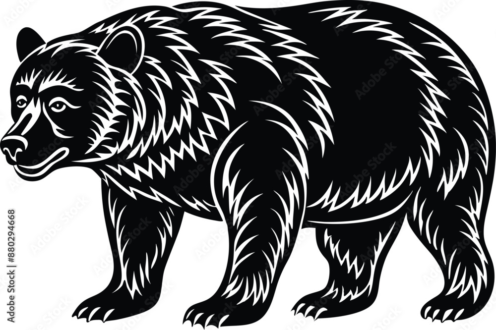 Obraz premium Bear silhouette, polar bear silhouette flat vector