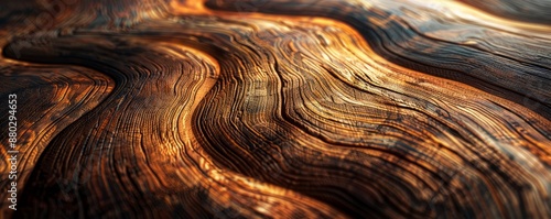 Polished wood with deep grains, 4K hyperrealistic photo
