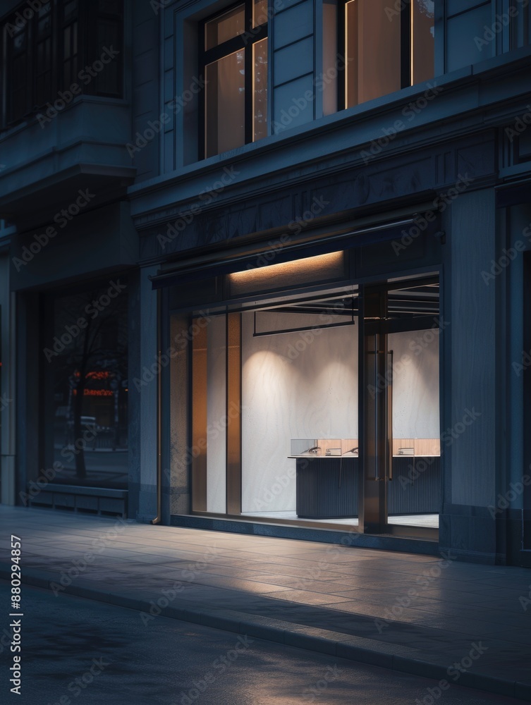 Fototapeta premium Abandoned store at nighttime, potential for urban exploration or crime scene photography