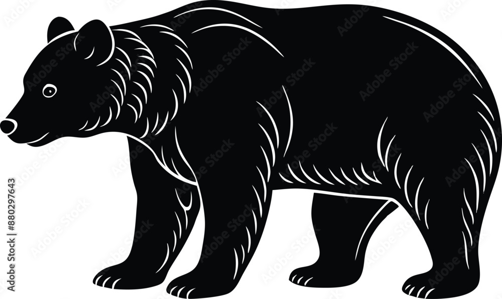 Fototapeta premium Bear silhouette, polar bear silhouette flat vector