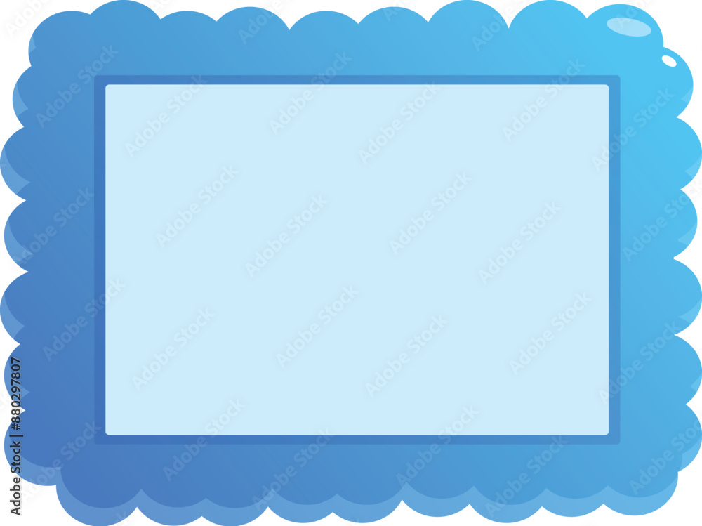 Light blue wavy picture frame creating a blank square shape ready for your content Light blue wavy picture frame creating a blank square shape ready for your content