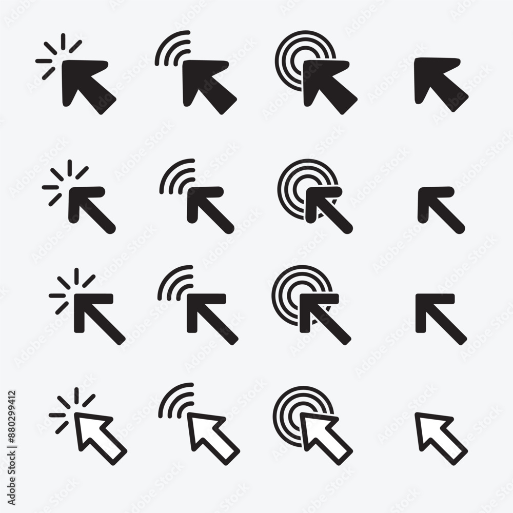 Click icon set. pointer arrow icon. cursor icon with black color Click icon set. pointer arrow icon. cursor icon with black color