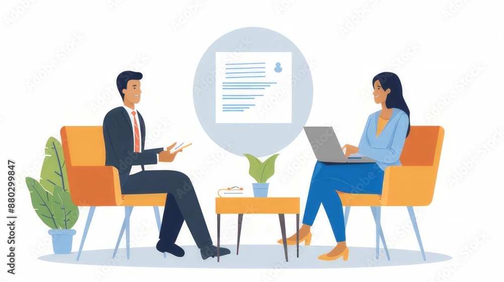 Employer or HR leader is interviewing participants, applying for a company employee, and having read the proficiency test resume to recruit qualified employees, Selection of job applicants. Employer or HR leader is interviewing participants, applying for a company employee, and having read the proficiency test resume to recruit qualified employees, Selection of job applicants.