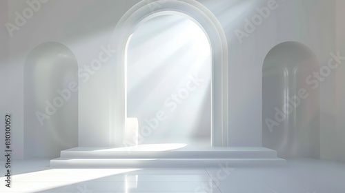 Minimalist in style, light shines in through a flash arch