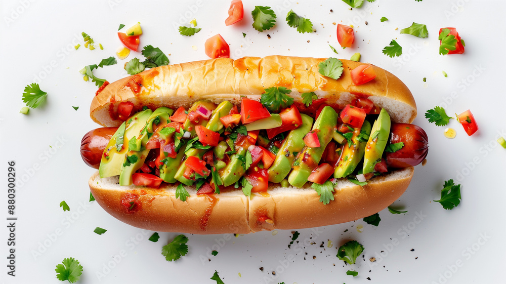 アボカドとトマトサルサのホットドッグ