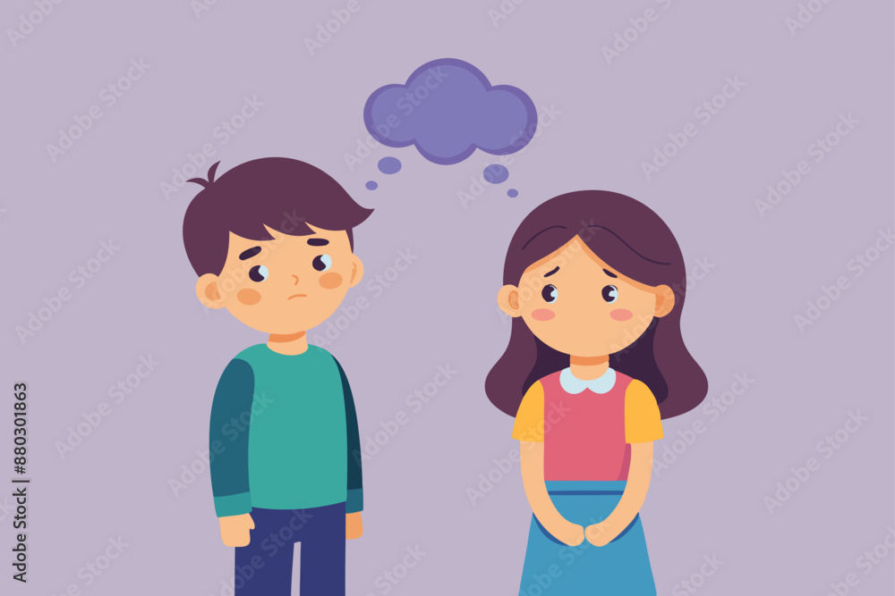 boy and girl with talk bubble mental depressed vector illustration boy and girl with talk bubble mental depressed vector illustration