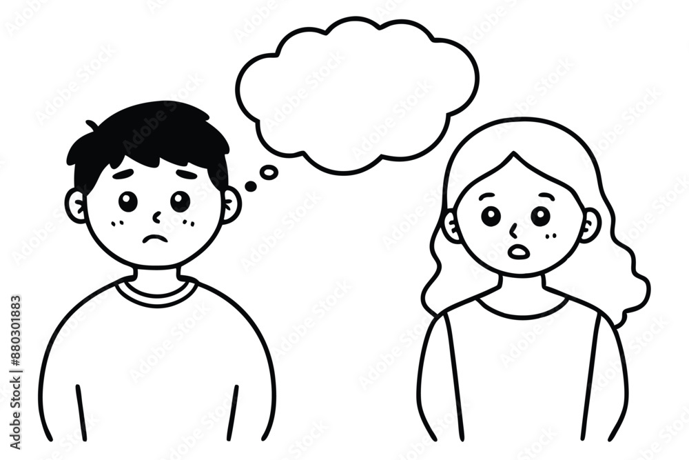 boy and girl with talk bubble mental depressed vector illustration boy and girl with talk bubble mental depressed vector illustration