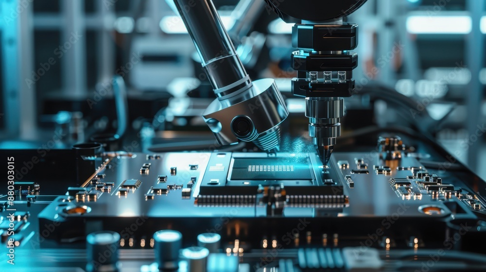 The robotic arm and microchip The robotic arm and microchip