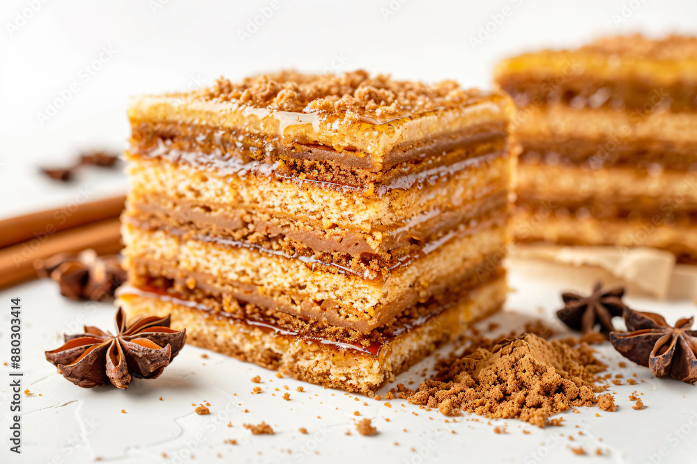 a stack of cake with cinnamon and cinnamon powder a stack of cake with cinnamon and cinnamon powder
