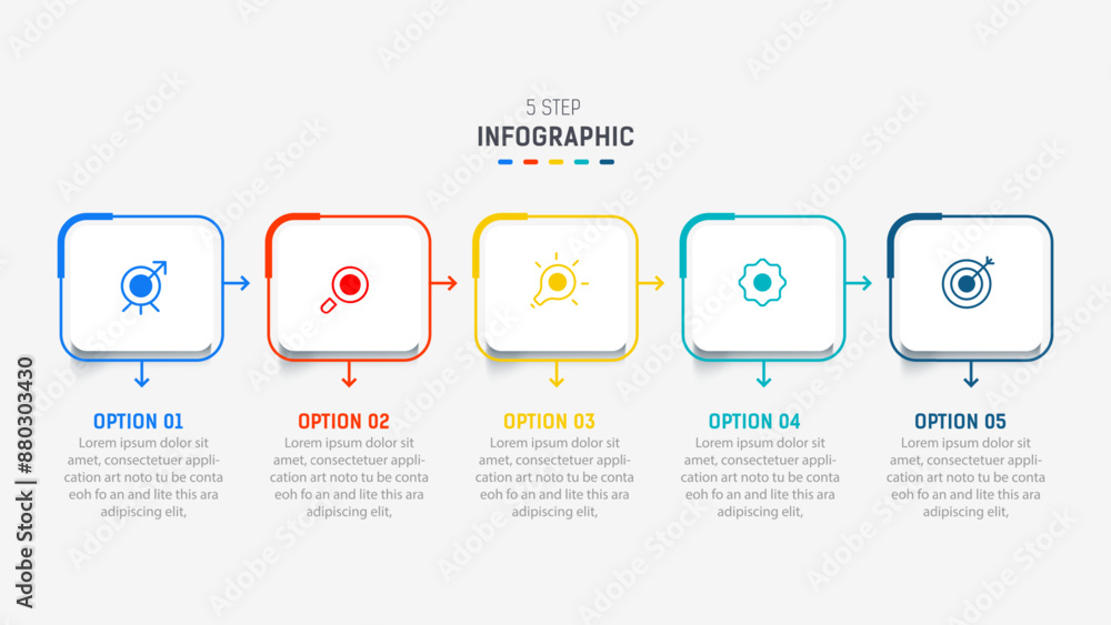 Five Step Infographic design element template for presentation. info graphic illustration. process diagram and presentations step, banner, flow chart, 5 option template. Five Step Infographic design element template for presentation. info graphic illustration. process diagram and presentations step, banner, flow chart, 5 option template.