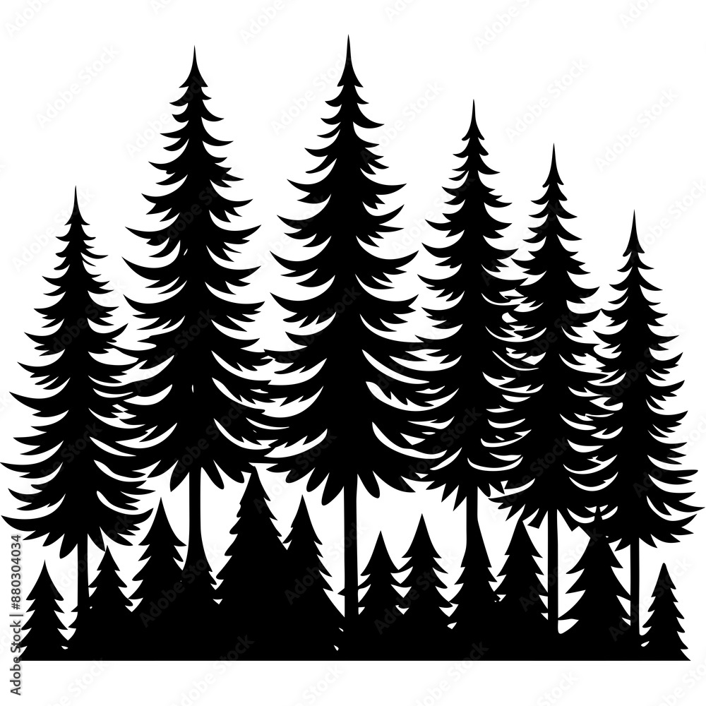 Obraz premium A pine forest icon silhouette vector art illustration