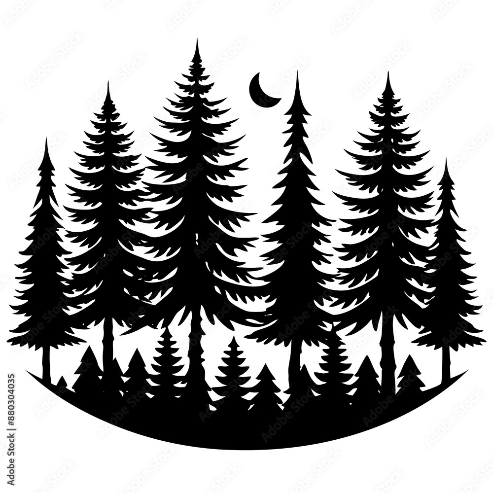 Fototapeta premium A pine forest icon silhouette vector art illustration
